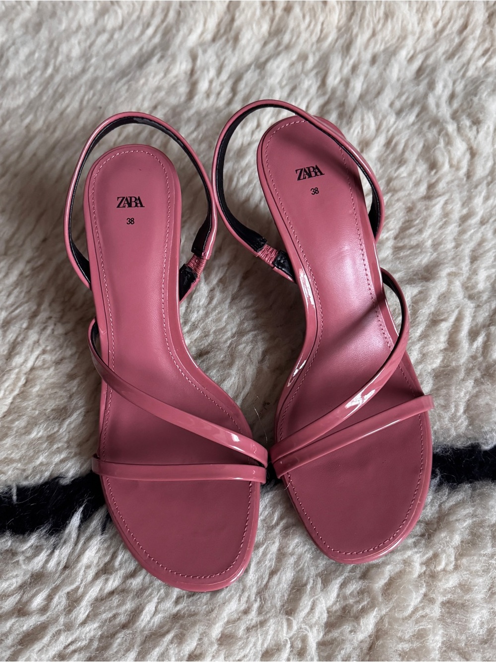 ZARA Rose Pink Patent Strappy Slingback Sandals